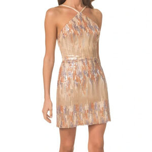 NWT Dress the Population Victoria sequin mini halter dress XL cocktail